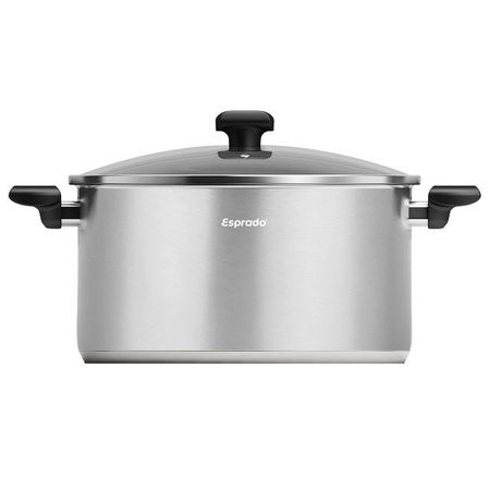 кастрюля ESPRADO Virola 5,4л 24см нерж.сталь стеклянная крышка индукция посуды todelia optimal 6 предм 1 6 3 2 5л 16 20 24см нерж силикон индукция