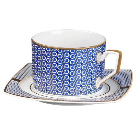 чашка с блюдцем ESPRADO Eterna Arctic 220мл костяной фарфор, золото