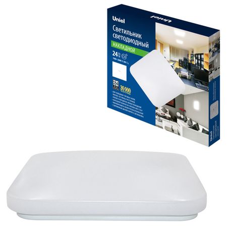 светильник настенно-потолочный UNIEL Кватро-2 светодиод 24Вт 6500K 1950Лм квадрат белый dalcan трансформатор освещения 220ma 12 24вт 24 40вт двух ный
