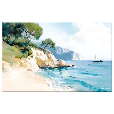 картина на холсте Seaside 700х1100мм постер винтажный клод моне пруд природный пейзаж на холсте