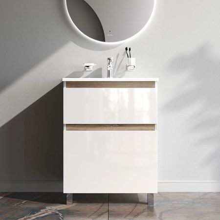 тумба с раковиной напольная AM.PM X-Joy 65см белый глянец шкаф напольный белый глянец 820х600х504мм 2 ящика мдф лдсп