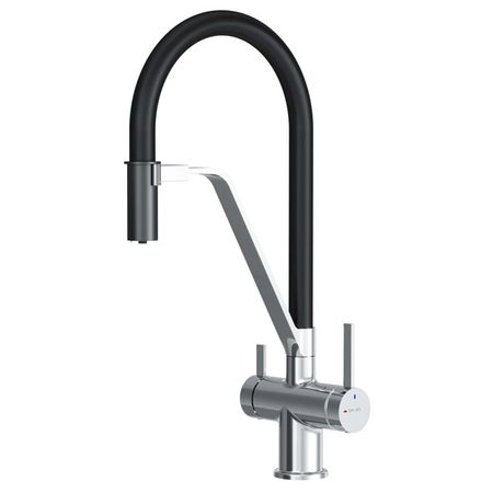 смеситель для кухни AM.PM Func гибкий черный канал для фильтра сталь хром