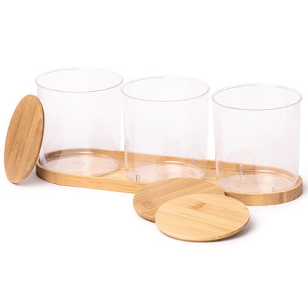 набор банок Бамбук 3шт на подставке, пластик ножей inhouse vokter 3 предмета на подставке нерж   пластик серый