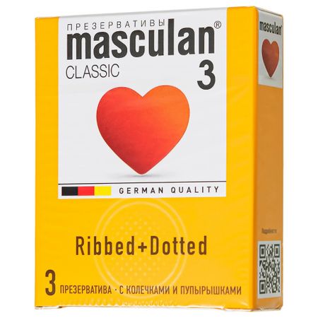 Презервативы Masculan Classic с рёбрами и точками 3 шт презервативы априкс ribbed ребристые 3 шт