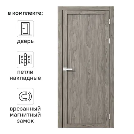 Дверь межкомнатная глухая Корсика 80x230 см полипропилен цвет орех текстурный с замком и петлями угол пвх дуб восточный 2700х20х20мм текстурный с тиснением