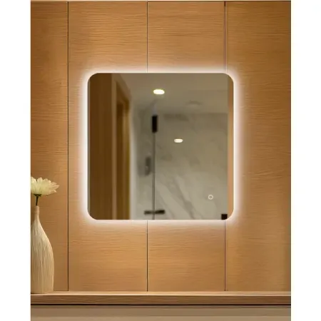 Зеркало в ванную комнату Сингапур Лайт 80x80 см с подсветкой сенсорный диммер touch led dimmer 12 24в