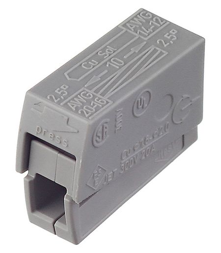 Клемма на 2 провода Wago 224-111 0,5-2,5 кв.мм с пастой для светильника (5 шт.) (2580/224-111)