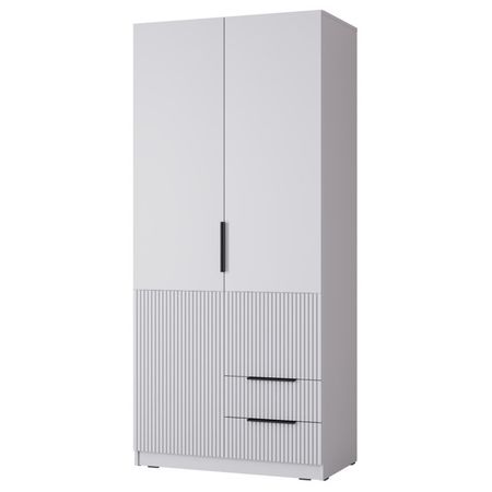 шкаф 2 двери 2 ящика Катрин 2000х902х509мм МДФ/ЛДСП серый фактур/светло-серый шагрень