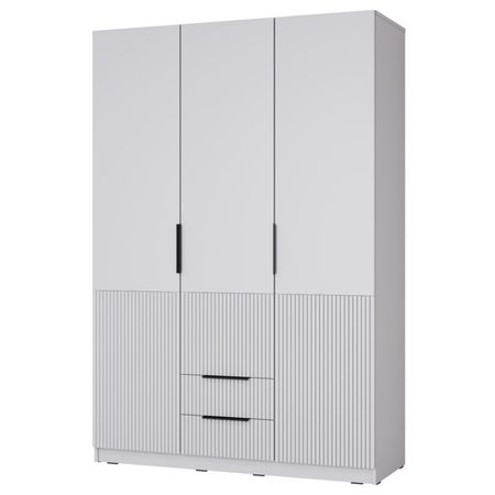 шкаф 3 двери 2 ящика Катрин 2000х1352х509мм МДФ ЛДСП серый фактур/светло-серый шагрень