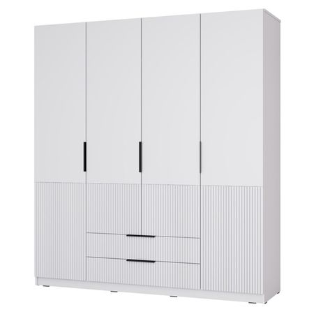 шкаф 4 двери 2 ящика Катрин 2000х1802х509мм МДФ/ЛДСП серый фактур/светло-серый шагрень