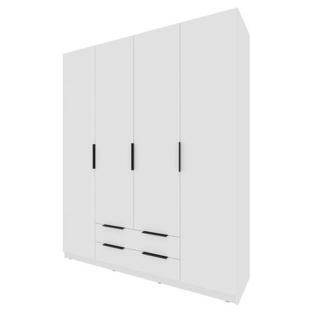 шкаф 4 двери 2 ящика Катрин 2000x1802x509мм ЛДСП белый шагрень