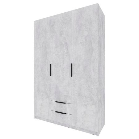 шкаф 3 двери 2 ящика Катрин 2000x1352x509мм ЛДСП цемент светлый