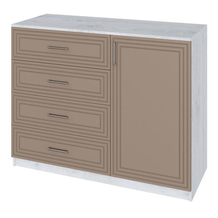 комод 1 дверь 4 ящика Trisha Base 934x1200x440мм МДФ/ЛДСП дуб харбор/латте фактур комод boss classic велюр monolit латте орех селект