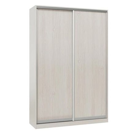 шкаф-купе 2-х дверный СТАРТ Base 2200х1400х600мм ЛДСП ясень шимо светлый/серебро матовое щит мебельный 2700х300х16мм ясень шимо светлый