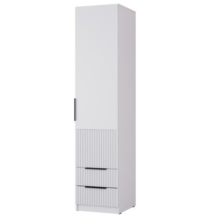 шкаф 1 дверь 2 ящика Катрин 2000х452х509мм МДФ/ЛДСП серый фактур/светло-серый шагрень