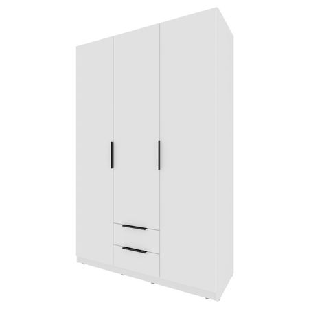 шкаф 3 двери 2 ящика Катрин 2000x1352x509мм ЛДСП белый шагрень