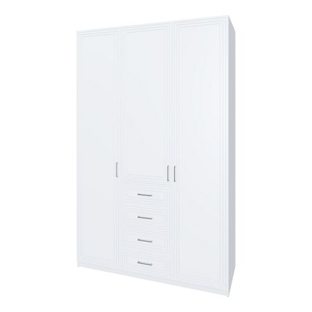 шкаф 3 двери 4 ящика Trisha Base 2328x1468x550мм МДФ/ЛДСП белый мат/белый шагрень
