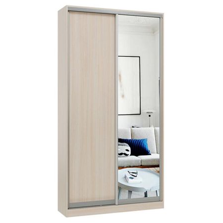 шкаф-купе 2-х дверный СТАРТ Base 2400х1200х450мм ЛДСП/зеркало ясень шимо светлый/серебро матовое щит мебельный 2700х300х16мм ясень шимо светлый