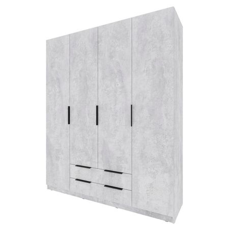 шкаф 4 двери 2 ящика Катрин 2000x1802x509мм ЛДСП цемент светлый
