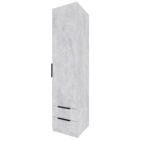 шкаф 1 дверь 2 ящика Катрин 2000x452x509мм ЛДСП цемент светлый