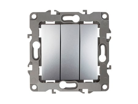 выключатель 3-клавишный ЭРА серия 12 алюминий выключатель 2 клавишный эра 12 с индикацией алюминий