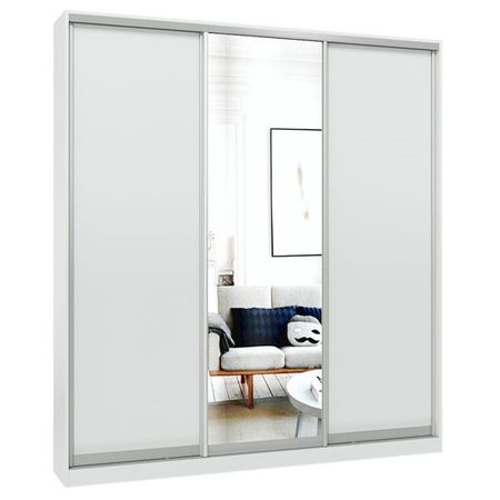 шкаф-купе 3-х дверный СТАРТ Base 2400х2100х450мм ЛДСП/зеркало белый шагрень/серебро матовое 1883 гавайская посеребренная монета для путешествий коллекция памятных монет зеркало для монет копия 30 мм