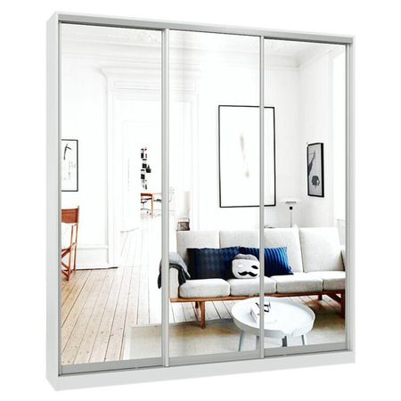 шкаф-купе 3-х дверный СТАРТ Base 2400х2100х450мм зеркало белый шагрень/серебро матовое 1883 гавайская посеребренная монета для путешествий коллекция памятных монет зеркало для монет копия 30 мм