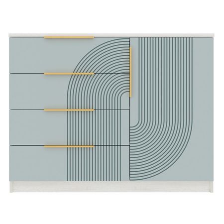 комод 1 дверь 4 ящика Орион 934x1200x440мм МДФ/ЛДСП шарли бриз/дуб харбор белый комод мальта 6 ящиков 1603x764x480мм белый лдсп