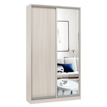 шкаф-купе 2-х дверный СТАРТ Base 2200х1200х450мм ЛДСП/зеркало ясень шимо светлый/серебро матовое щит мебельный 2700х300х16мм ясень шимо светлый