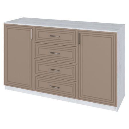 комод 2 двери 4 ящика Trisha Base 934x1600x440мм МДФ/ЛДСП латте фактур/дуб харбор комод boss classic велюр monolit латте орех селект