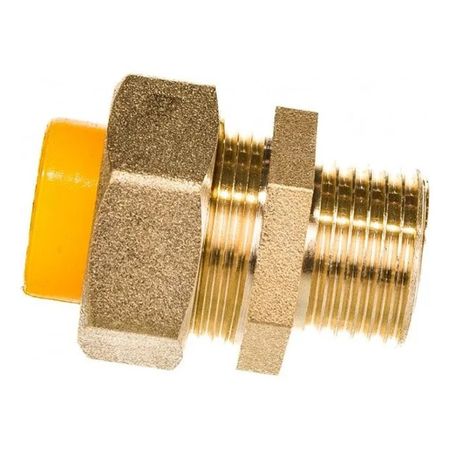 муфта газовая STAHLMANN (M) 20х3/4 НР латунь для гофрированной трубы в желтой оболочке