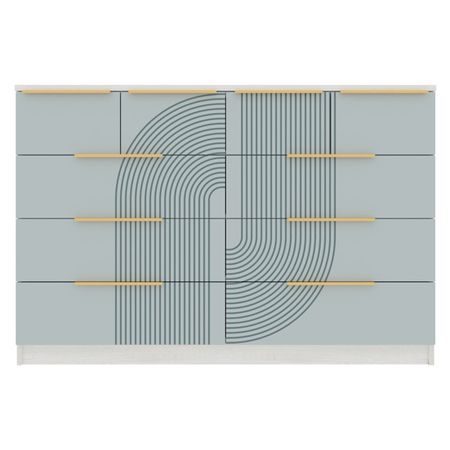 комод 10 ящиков Орион 934x1400x440мм МДФ/ЛДСП шарли бриз/дуб харбор белый комод мальта 6 ящиков 1603x764x480мм белый лдсп