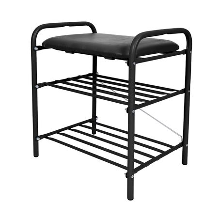 Банкетка для обуви Ника 3 полки матовая чёрная 44х33х50 см