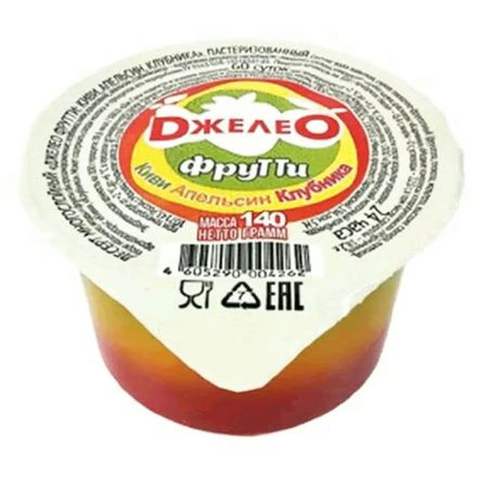 Десерт Джелео фрутти многослойное, киви, апельсин, клубника 140 г