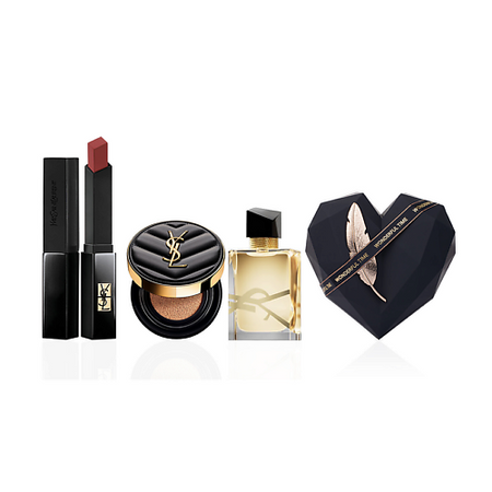Набор средств для макияжа YVES SAINT LAURENT Помада Rouge Pur Couture The Slim + Le Cushion Encre de Peau + Libre средств для макияжа yves saint laurent помада rouge pur couture the slim миниатюра парфюмерной воды libre