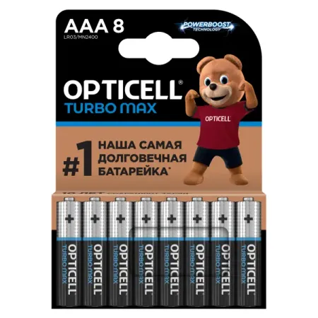 Батарейка алкалиновая Opticell Turbo Max LR03 AAA 8 шт. батарейка фотон lr03 bp12 12шт