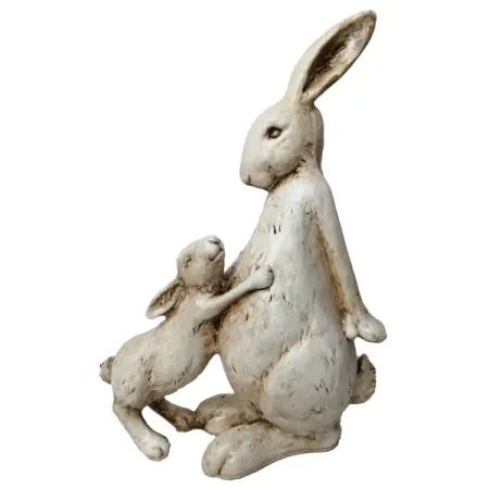 Садовая фигура Зайчиха-мама с зайчиком полиэстер 35x13 см