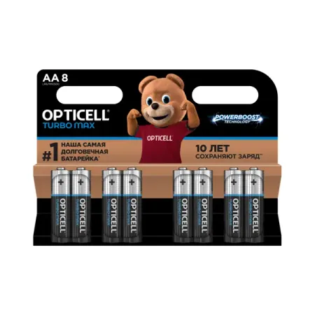 Батарейка алкалиновая Opticell Turbo Max LR06 AA 8 шт. разъемы питания dc 2 1 2 5 мм x 5 5 мм из 10 штук tlzwla
