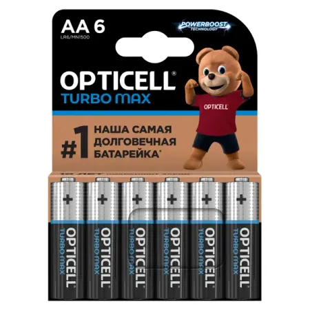 Батарейка алкалиновая Opticell Turbo Max LR06 AA 6 шт. разъемы питания dc 2 1 2 5 мм x 5 5 мм из 10 штук tlzwla