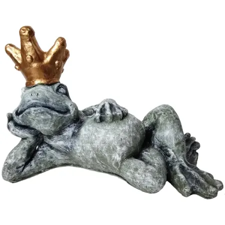 Садовая фигура Лягушка-королева лежит полиэстер 29x20 см