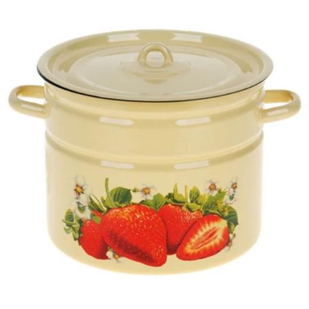 кастрюля СТАЛЬЭМАЛЬ Клубника садовая 9л 25см эмал. сталь с крышкой
