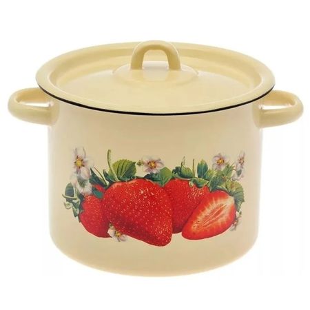 кастрюля СТАЛЬЭМАЛЬ Клубника садовая 7л 25см эмал. сталь с крышкой