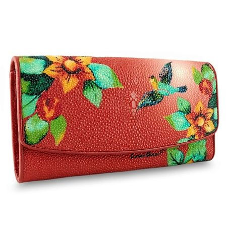 Кошелек EXOTIC LEATHER GENUINE PREMIUM ACCESSORIES Женское портмоне из ската с рисунком полиэстеровый ковёр с очным рисунком