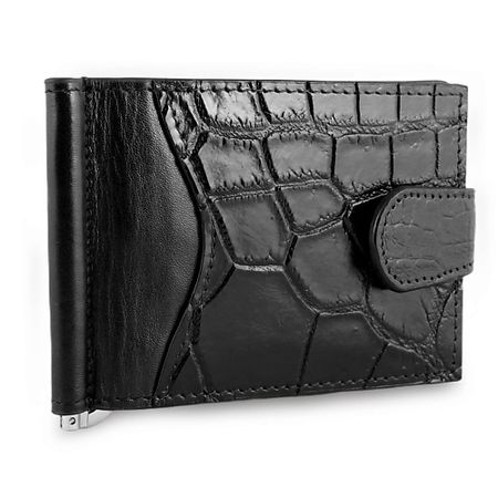 Кошелек EXOTIC LEATHER GENUINE PREMIUM ACCESSORIES Крокодиловый зажим для денег на хлястике с кнопкой красный конверт для денег