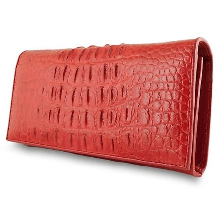 Кошелек EXOTIC LEATHER GENUINE PREMIUM ACCESSORIES Красное женское портмоне с монетницей из кожи крокодила медная статуэтка крокодила