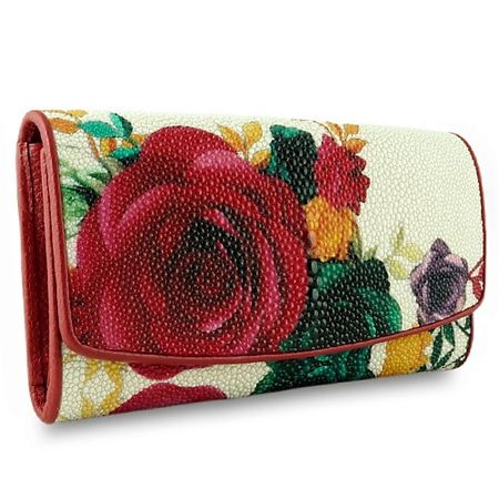 Кошелек EXOTIC LEATHER GENUINE PREMIUM ACCESSORIES Кошелек с цветами из кожи ската