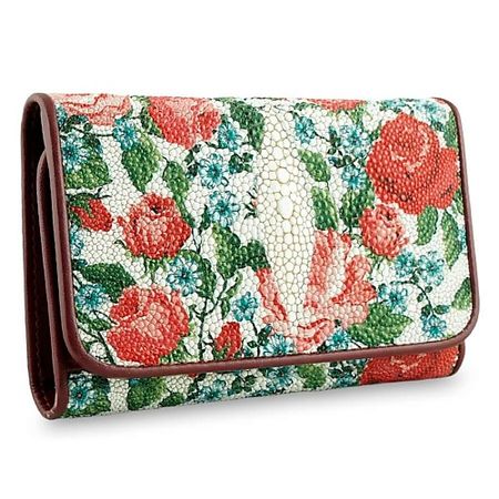 Кошелек EXOTIC LEATHER GENUINE PREMIUM ACCESSORIES Оригинальный женский кошелек из кожи ската с цветами m24b111h mg01a оригинальный магнетрон для свч печи gorenje mo17e1w mo20a3x mo20a4w