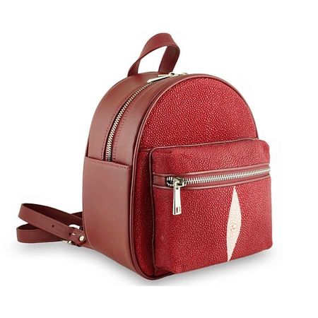 Рюкзак EXOTIC LEATHER GENUINE PREMIUM ACCESSORIES Красный рюкзак из настоящей кожи морского ската