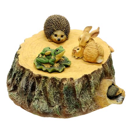 Декоративная садовая фигура Тпк полиформ Люк-пень с зайчиками и ежами Н-35см,D-60см когтеточки yami yami когтеточки когтеточка гофрокартонная березовый пень с пропиткой 28x28x0 25 см