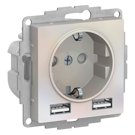 Розетка USB Systeme Electric AtlasDesign встраиваемая жемчуг 2хUSB-А (ATN000430)